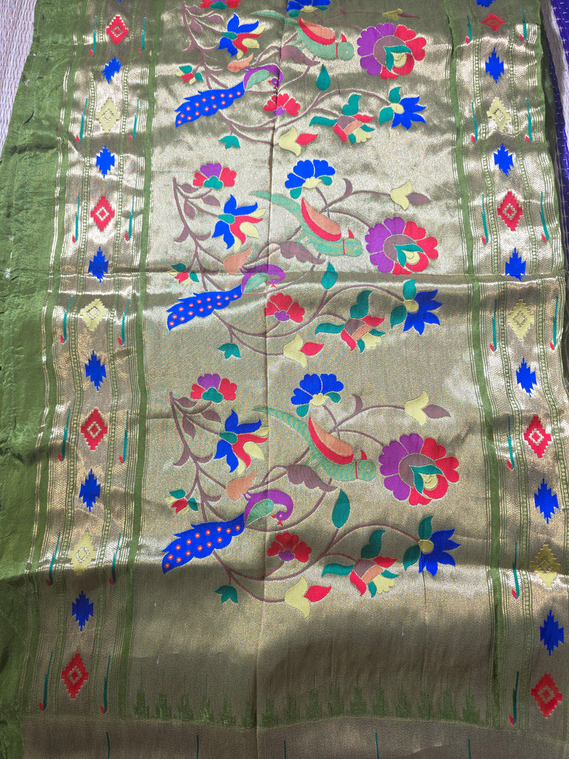 Green Bandhini Crepe Saree with Pathani Border and Pallu