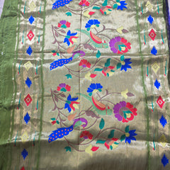 Green Bandhini Crepe Saree with Pathani Border and Pallu