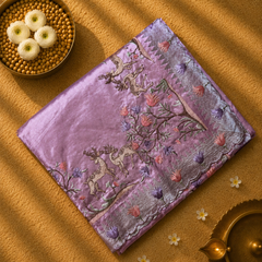 Pure Raw Silk with German Silver Border and Embroidery