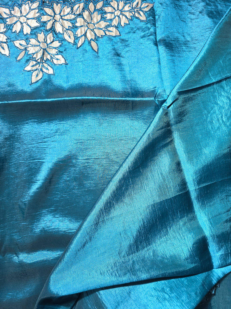 Pure Dola Silk Saree with Placement Applique Work