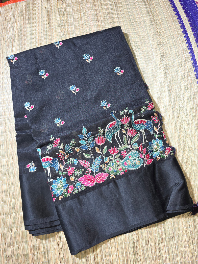 Tussar Linen Saree with Stunning Embroidery