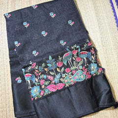 Tussar Linen Saree with Stunning Embroidery
