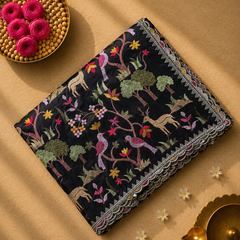 Pure Raw Silk Saree with all over Embroidery