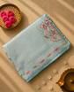 Pure Raw Silk Saree with 10 inch German Silver Border and Petit Point Work