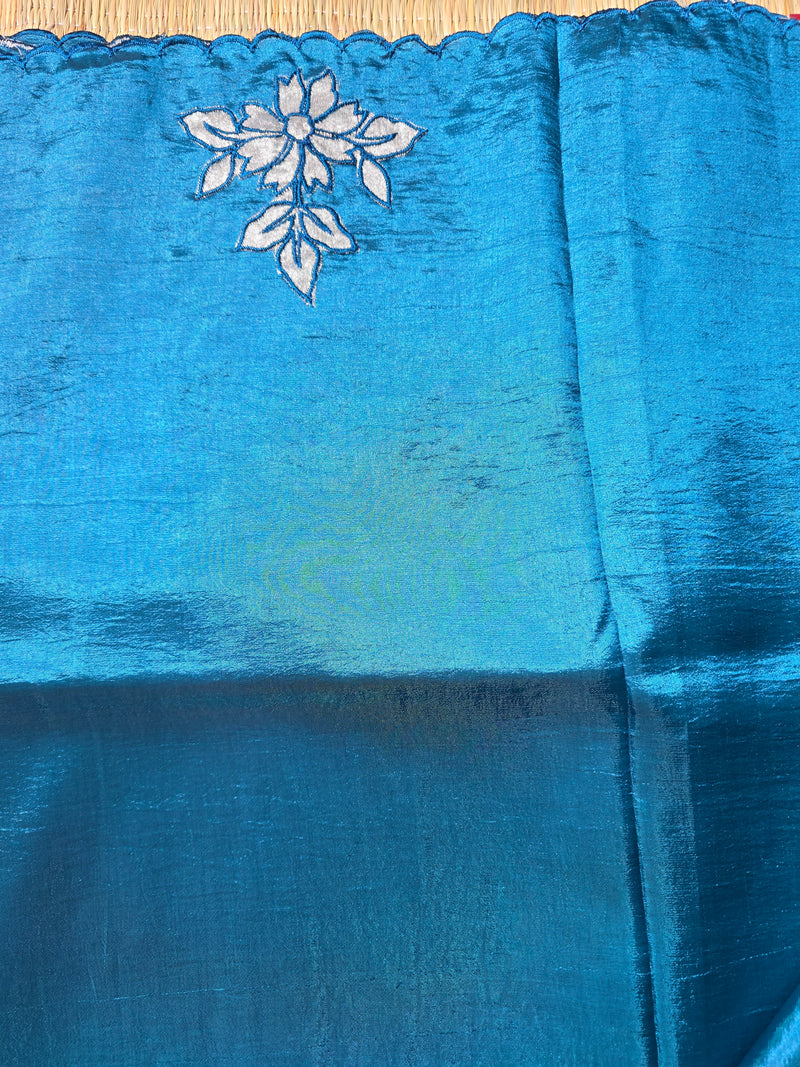 Pure Dola Silk Saree with Placement Applique Work