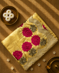 Pure Raw Silk Saree with Scallop Border and Embroidery