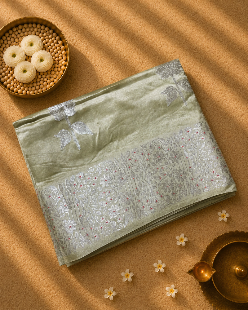 Raw Mango Saree with woven motifs