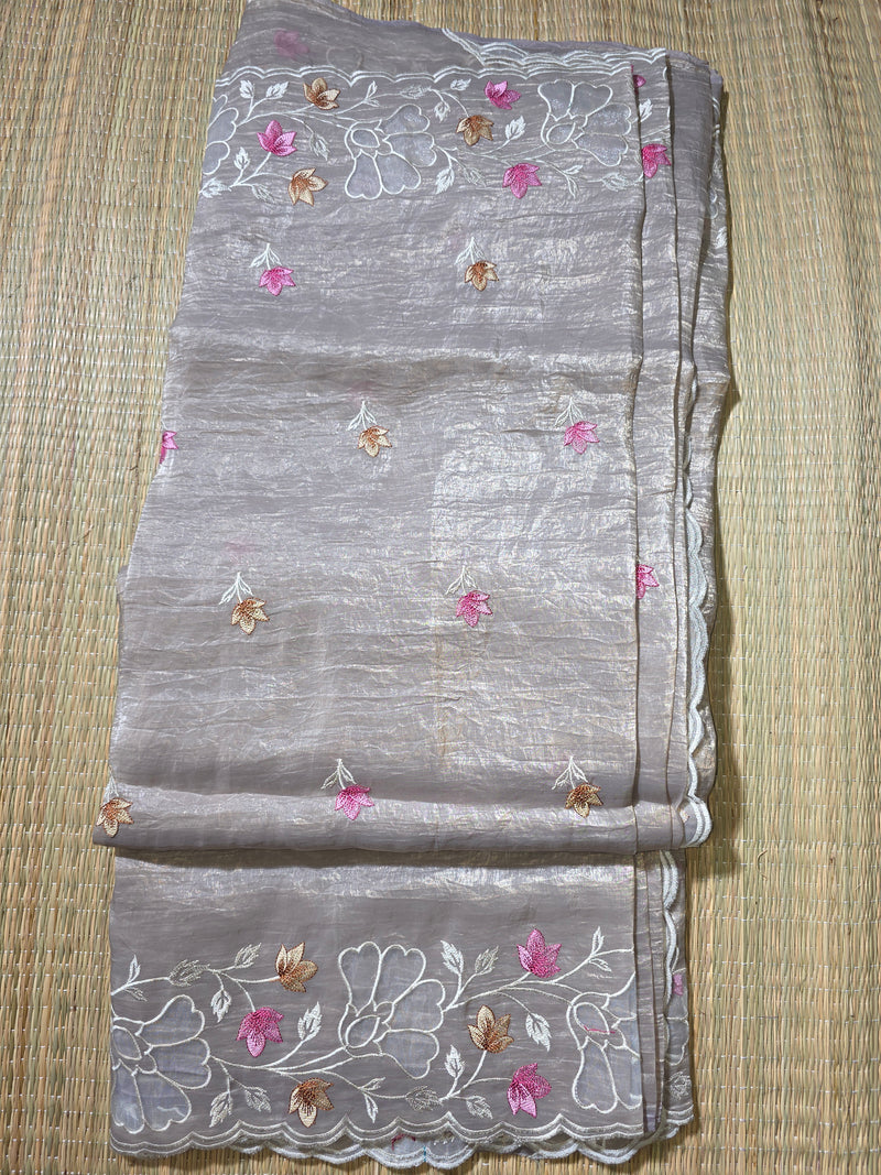 Crush Tissue Saree with Embroidery