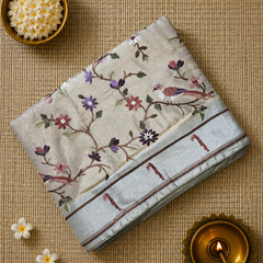 Pure Kora Tissue Saree with Muniya Border and Heavy Embriodery