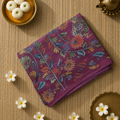 Kalamkari Printed Silk Kota Saree with Aari Work