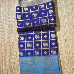Premium Semi Mysore Crepe with Elephant motifs ,Rich Pallu and Ganga Jamuna Border