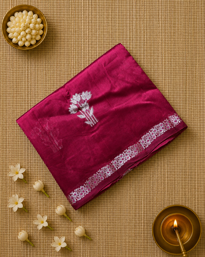 Pure Raw Green Mango Saree with Rich Pallu