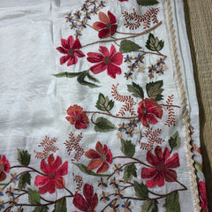 Crush Tissue Saree with Floral Embroidery