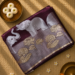 Tussar Silk Saree with woven Pattern in Skirt Border