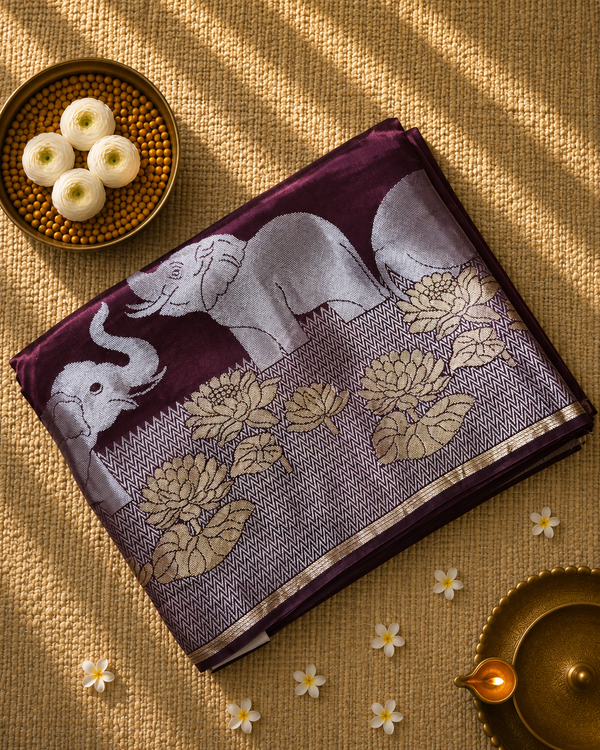 Tussar Silk Saree with woven Pattern in Skirt Border