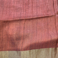 Rust Floral Printed Tussar Saree
