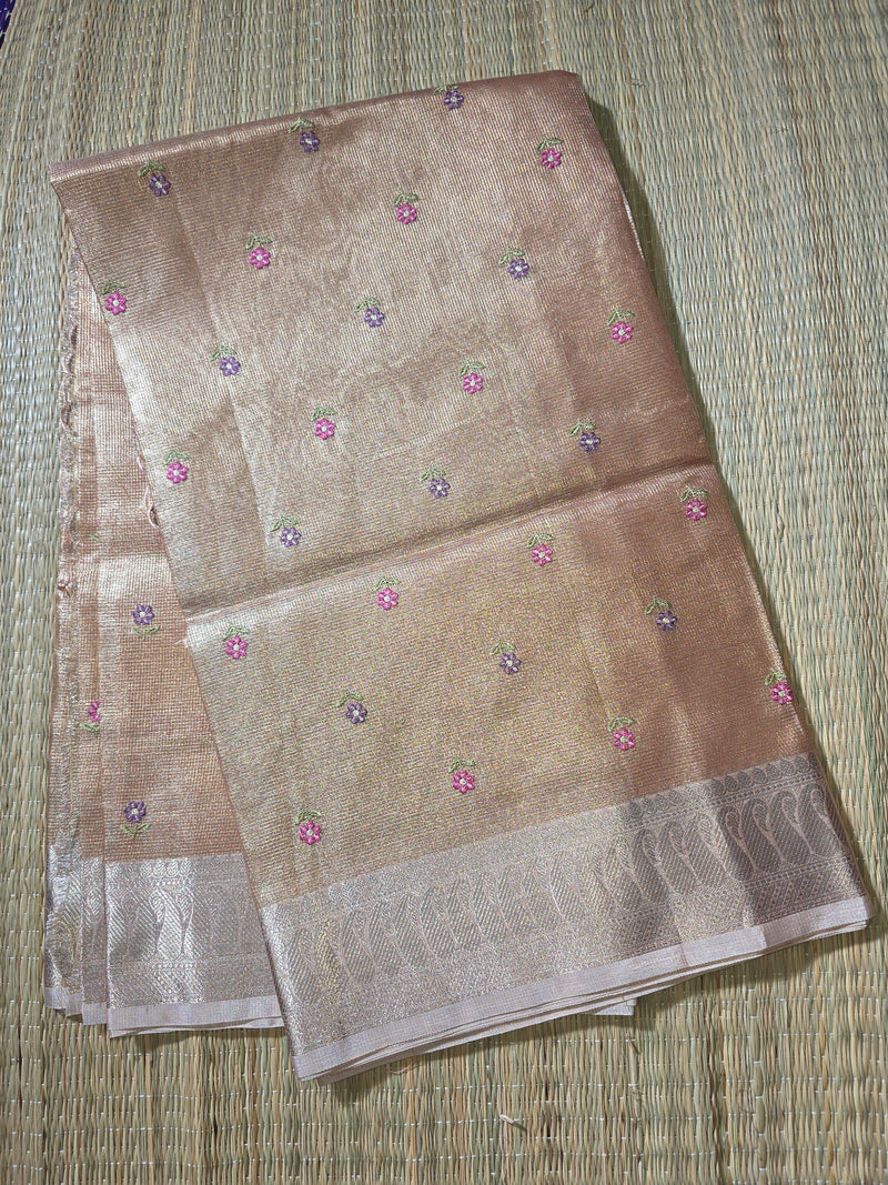 Kota Tissue Saree with Embroidery