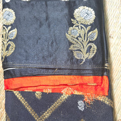 Crepe Saree with Contrast Blouse , Rich Pallu and Satin Border