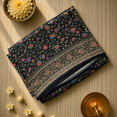 Pure Crepe Saree with Stunnimg Intricate Meena Brocade Weaving