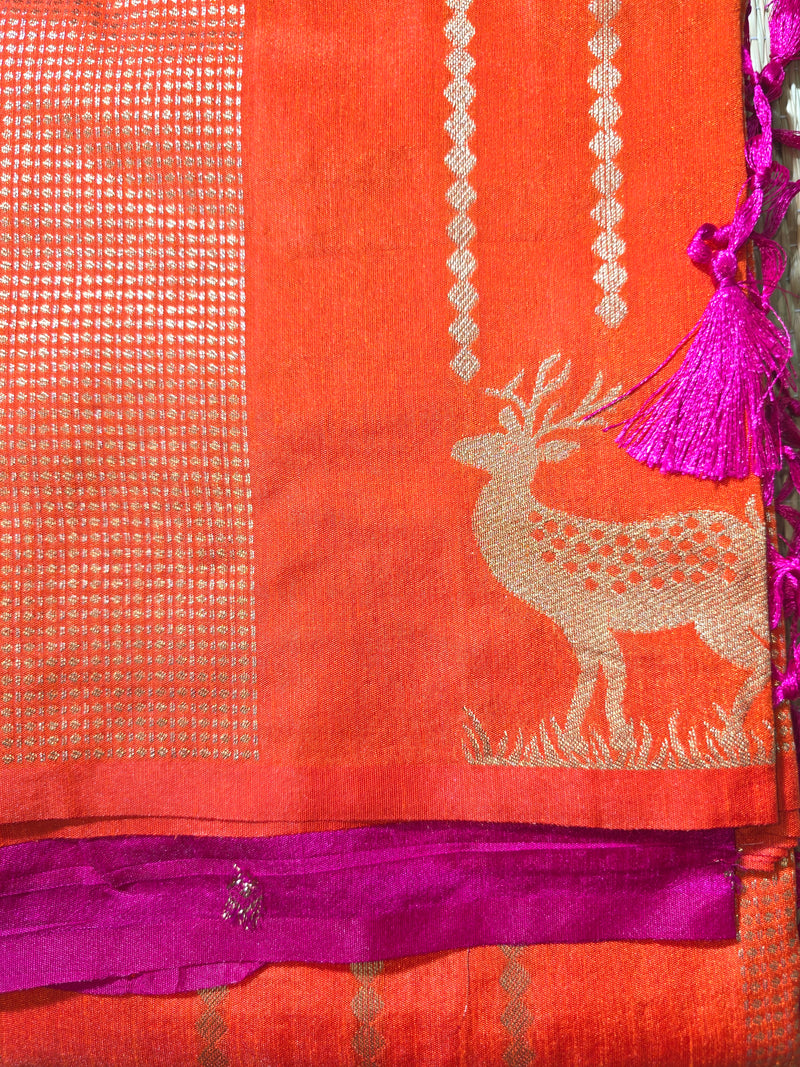 Soft Viscose Jute Saree with Rich Pallu
