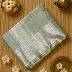 Tussar Saree with Vertical Zari Weaving and Rich Pallu