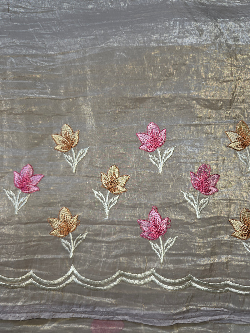 Crush Tissue Saree with Embroidery