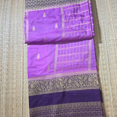 Premium Semi Mysore Crepe with Checks and Gap Border