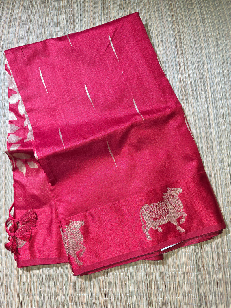 Tussar Silk Saree with Beautiful Pichwai Border and Pallu