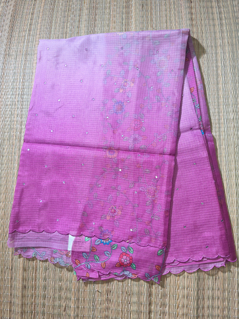 Ombre Shaded Kota Silk Saree with Kalamkari Blouse