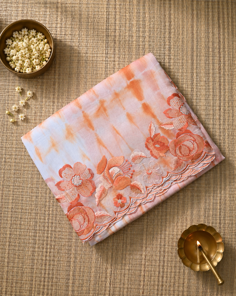 Pure Organza Saree with Shibori Dye and Thread Work
