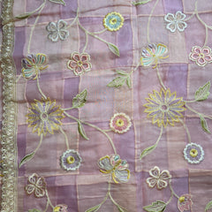 Pure Tissue and Chanderi Fusion Saree with Thread Work