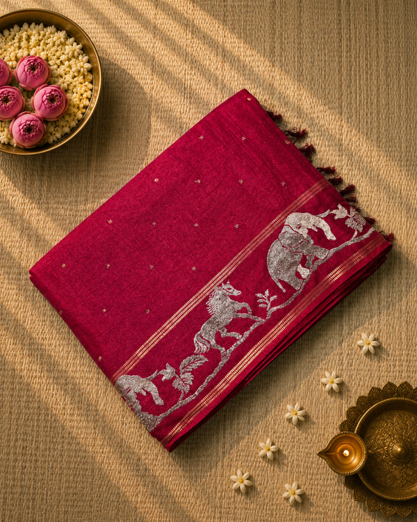Tussar Silk Saree with Embroidery