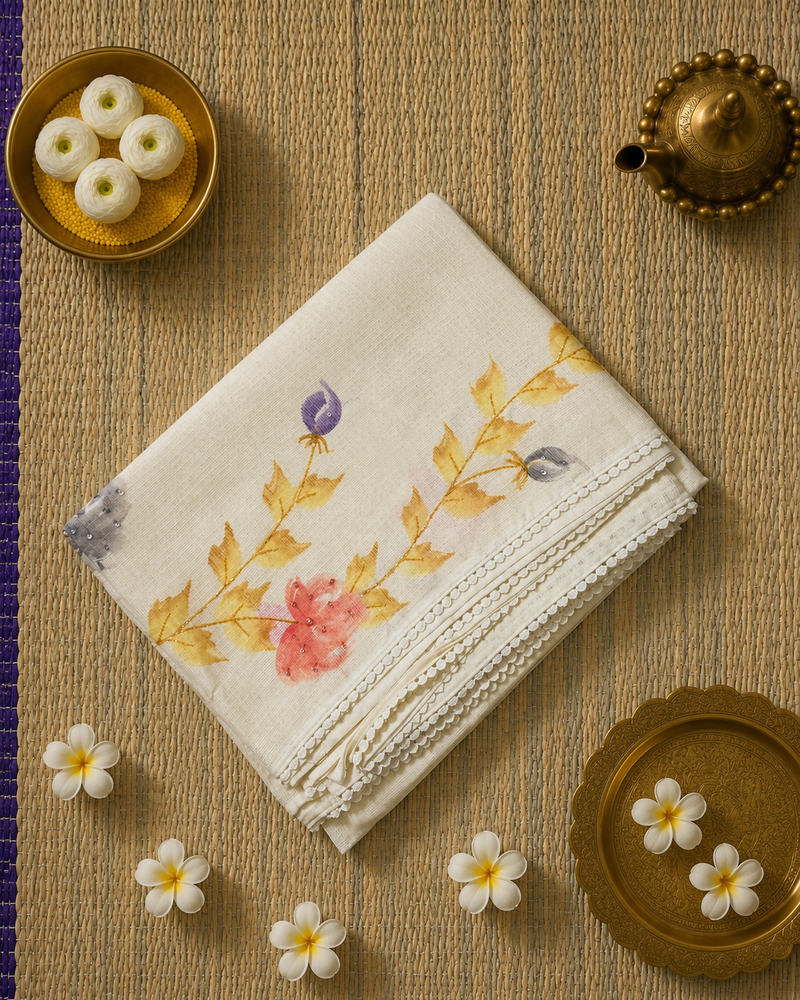 Cotton Kota Saree with Digital Print and Embroidery