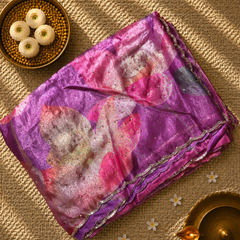 Premium Crepe Saree wuth Digital Print and Cutdana work