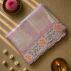 Kota Tissue Saree with Sona Rupa Zari and Scallop Border