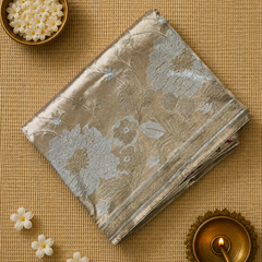 Pure Kora Tissue Saree in Gold with Designer Blouse