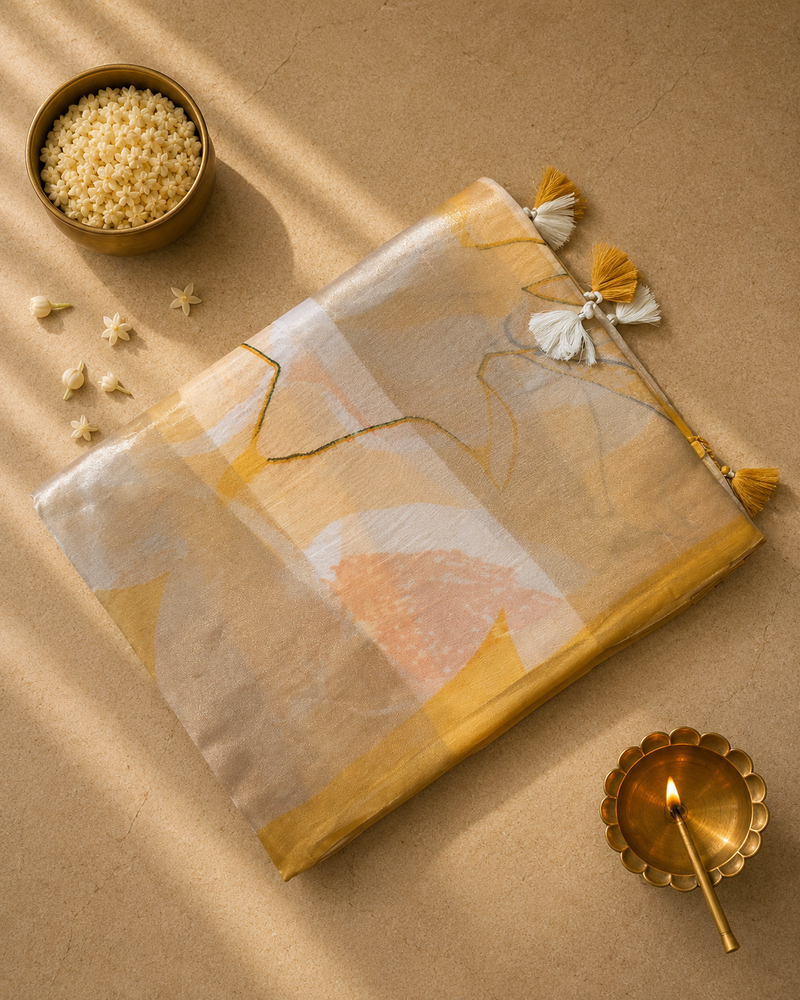 Pure Organza and Tissue Digital Printed Saree with Satin Blouse