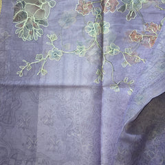 Kora Silk Printed Saree with Aari Work