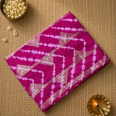Pure Chiniya Silk Saree with Tie and Dye Pattern and Rich Pallu