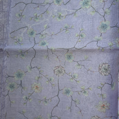 Kora Silk Printed Saree with Aari Work