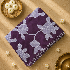 Maroon Pure Kora Raw Silk with all over Applique work