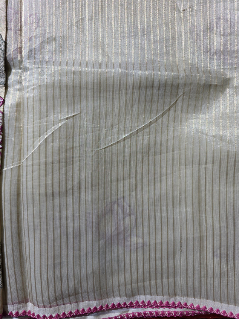 Kora Saree with all over Motifs and Tissue Blouse
