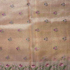 Kota Tissue Saree with Zari Weaving and Embroidery