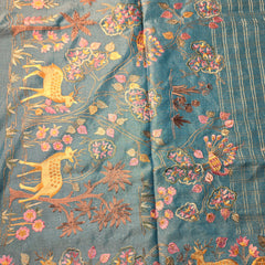 Tussar Saree with Zari checks and Embroidery