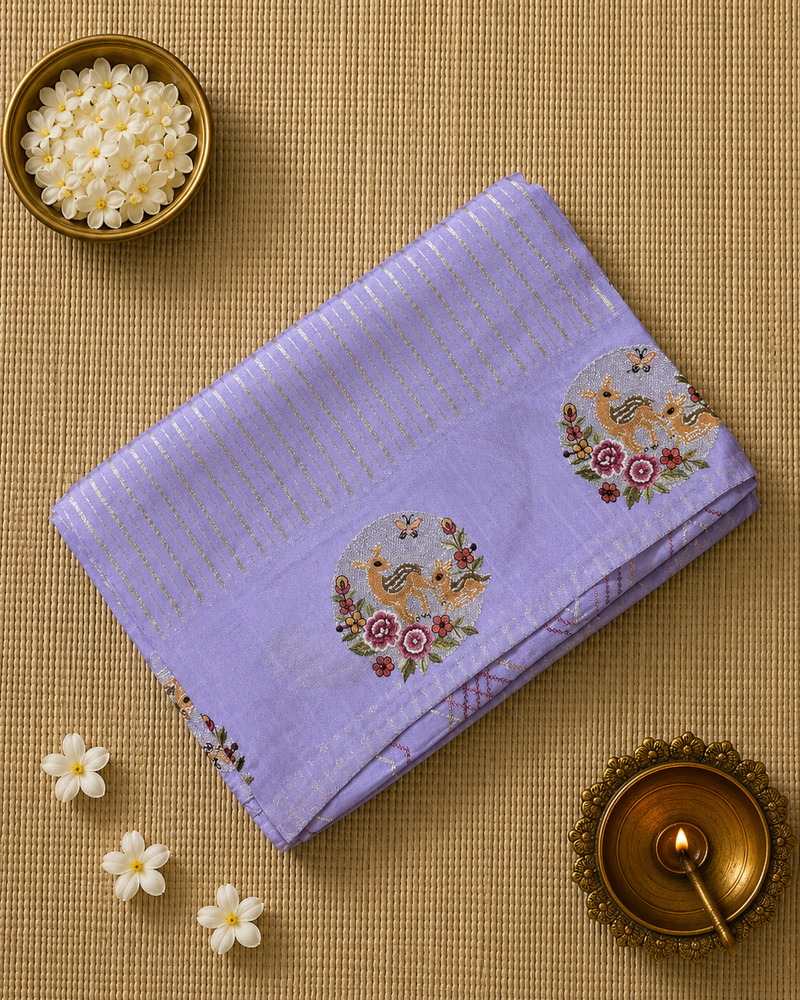 Pure Banarasi Tissue Saree with Petit Point Embroidery