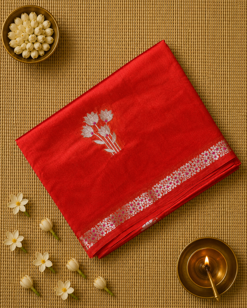 Pure Raw Green Mango Saree with Rich Pallu