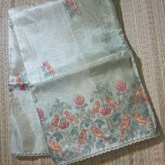 Kota Tissue Saree with Cross Stich Embroidery