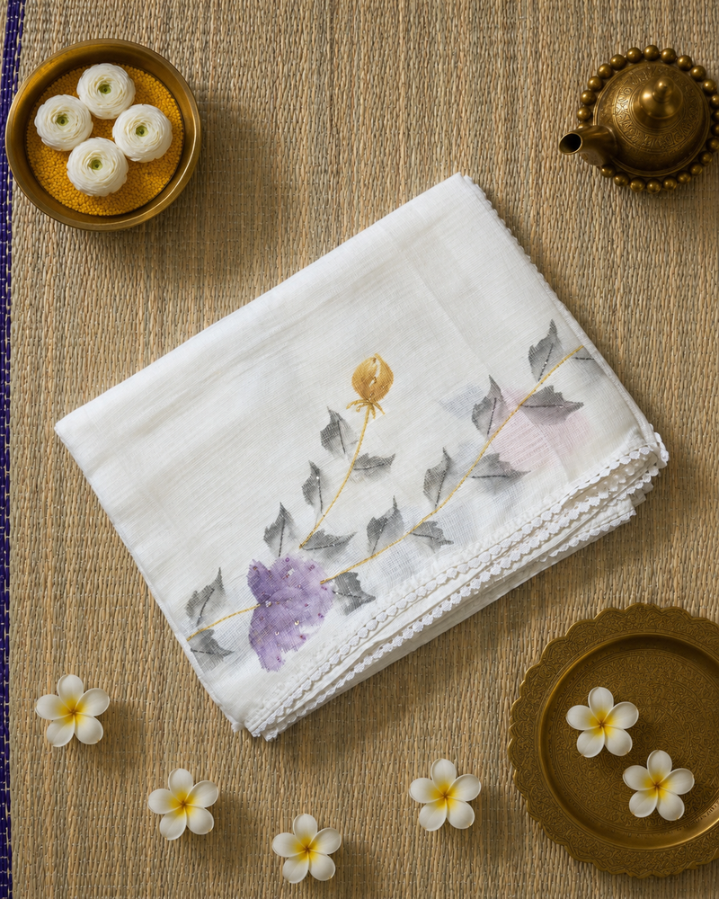 Cotton Kota Saree with Digital Print and Embroidery
