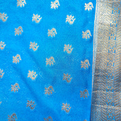 Premium Semi Mysore Crepe with Elephant motifs ,Rich Pallu and Ganga Jamuna Border