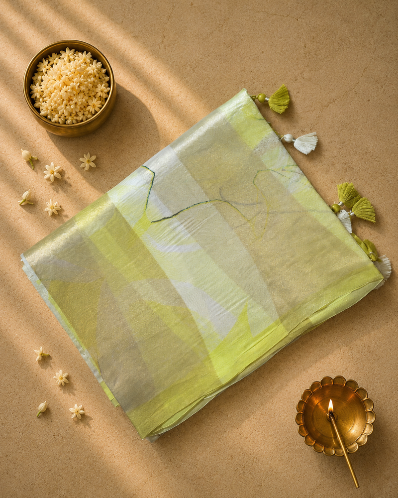 Pure Organza and Tissue Digital Printed Saree with Satin Blouse